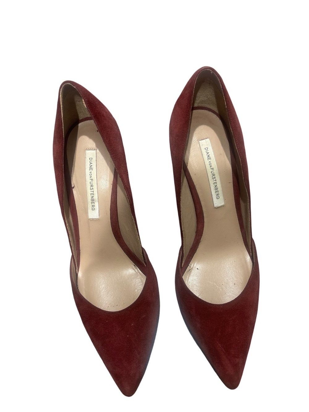 Diane Von Furstenberg Wine Red Suede Pointed-Toe Pumps